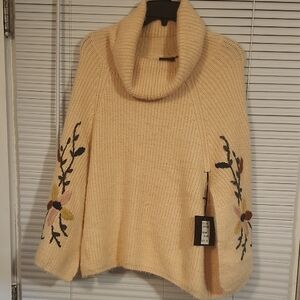 Embroidered Blush Pink Turtleneck Sweater